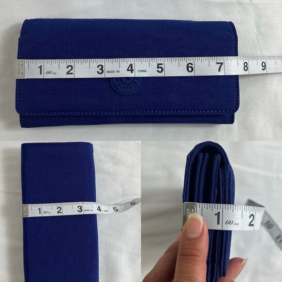 Kipling Teddy Snap Wallet Trifold Blue periwinkle never used, large, multipocket - Picture 10 of 10